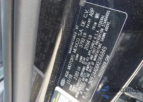 2019 Kia Forte Lxs из США, поврежденный, VIN 3KPF24AD6KE066849